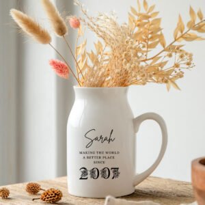 Personalised Birthday Vase - Black Floral Letters
