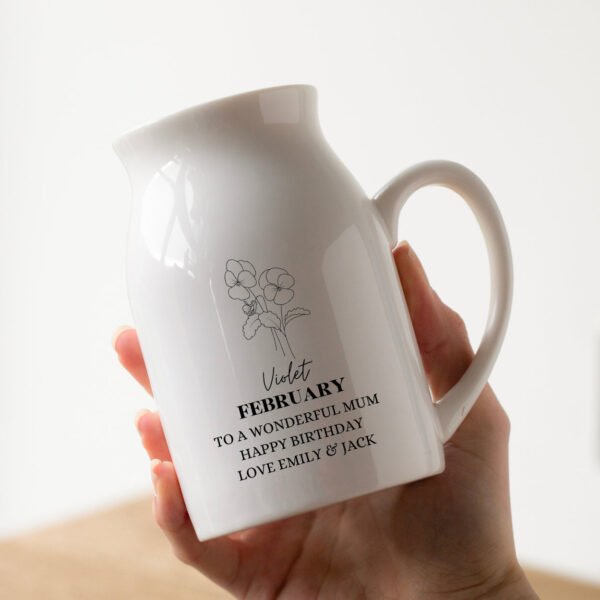 Personalised Birth Flower Vase - February Violet - Image 2