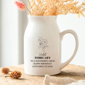 Personalised Birth Flower Vase - February Violet