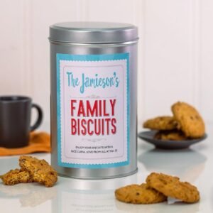 Personalised Family Biscuits Tin with a Dozen Biscuits